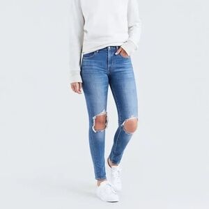 Levi's Premium 721 High Rise Skinny Ripped Busted Knee Jeans Size 27
